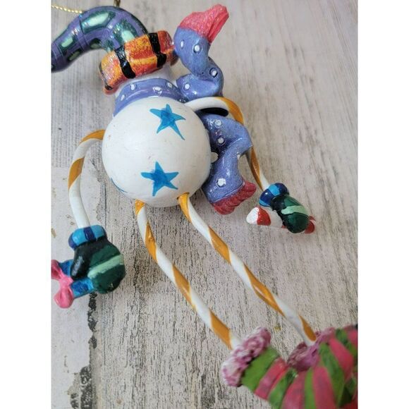 Snowman glitter present AS IS candy cane bow star ornament Xmas - Picture 11 of 11